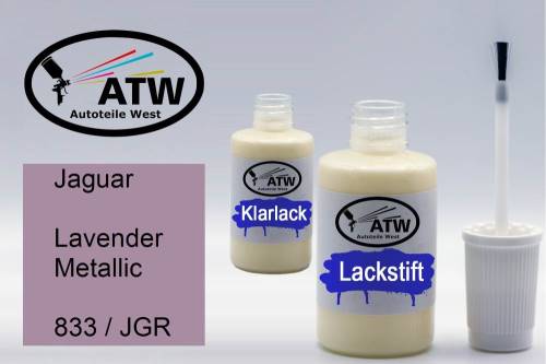 Jaguar, Lavender Metallic, 833 / JGR: 20ml Lackstift + 20ml Klarlack - Set, von ATW Autoteile West.